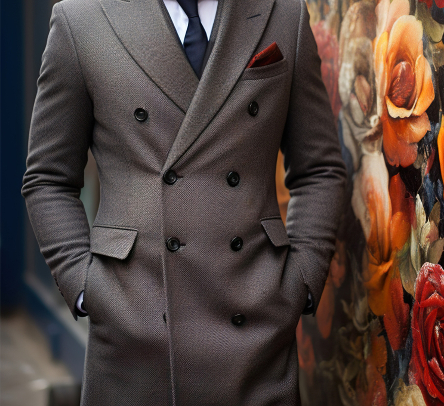 Grey Double-Breasted Overcoat