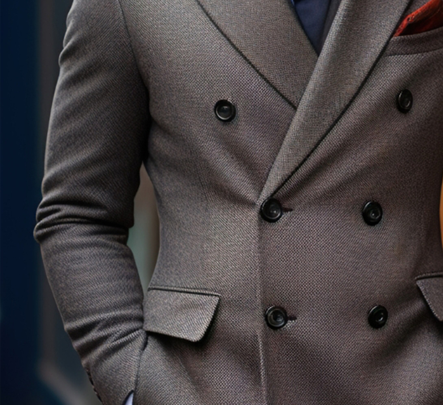 Grey Double-Breasted Overcoat