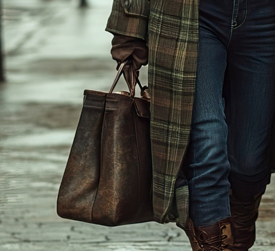 Plaid Wool Long Trench