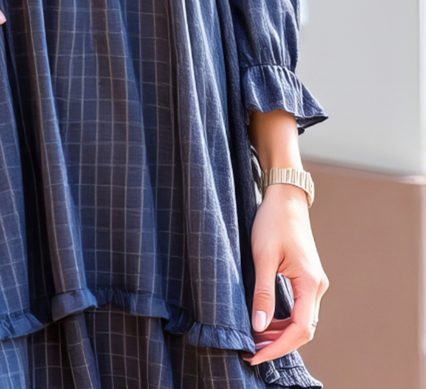 Blue Checkered Ruffle Dress