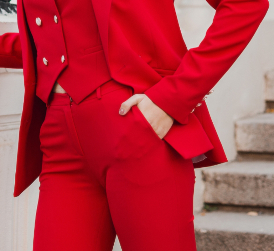 Red Three-Piece Power Suit