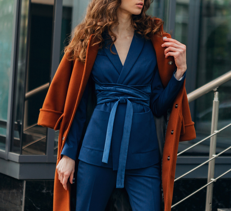 Royal Blue Belted Suit