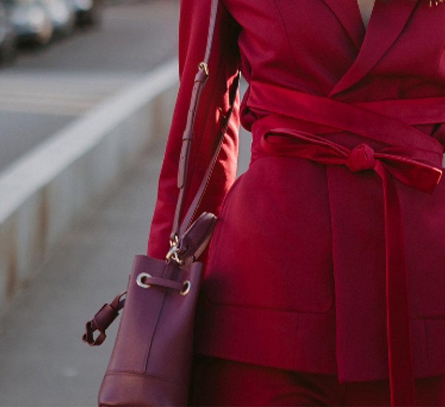 Burgundy Wrap Front Suit