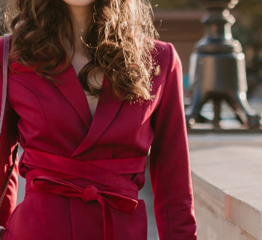 Burgundy Wrap Front Suit