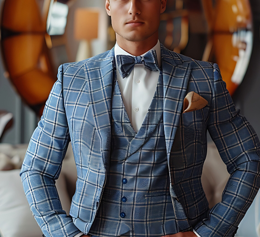  Blue Windowpane Plaid Suit