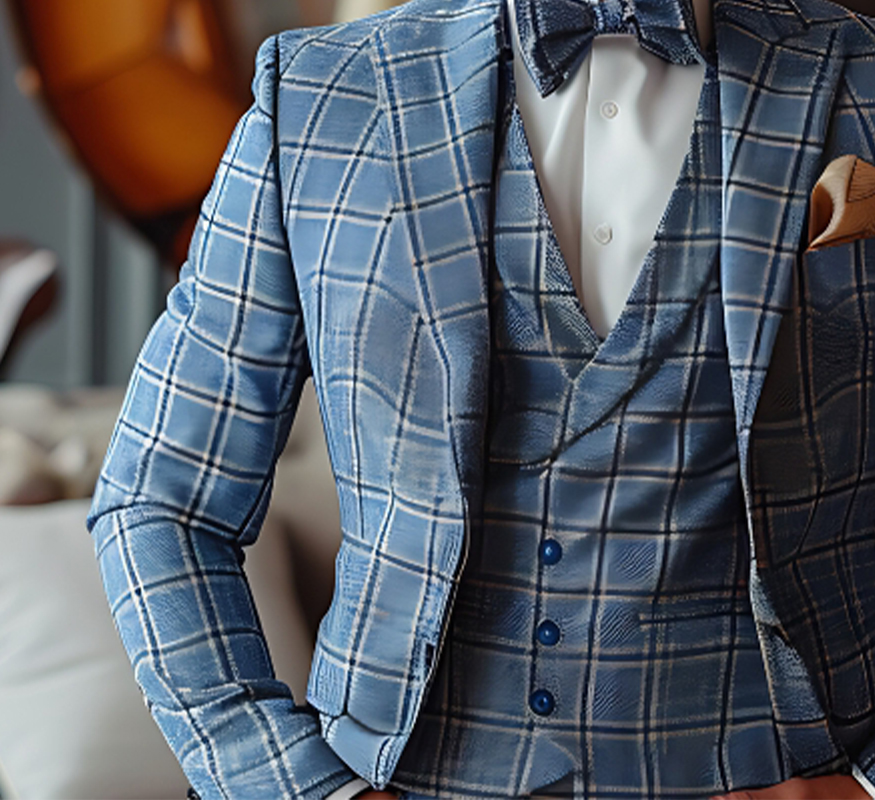  Blue Windowpane Plaid Suit