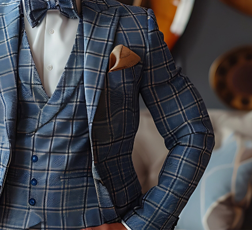  Blue Windowpane Plaid Suit