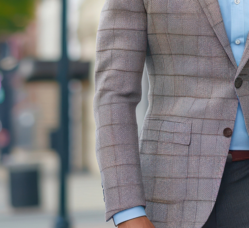 Grey Checkered Tailored Blazer