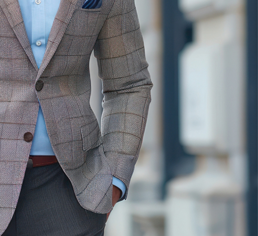Grey Checkered Tailored Blazer
