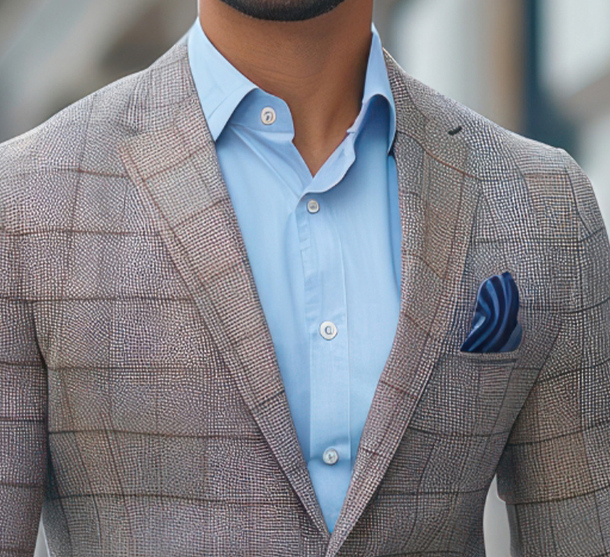 Grey Checkered Tailored Blazer