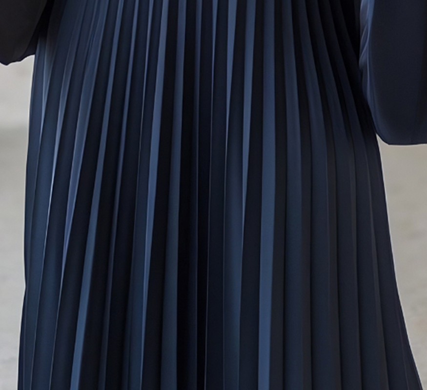 Navy Pleated Maxi Skirt
