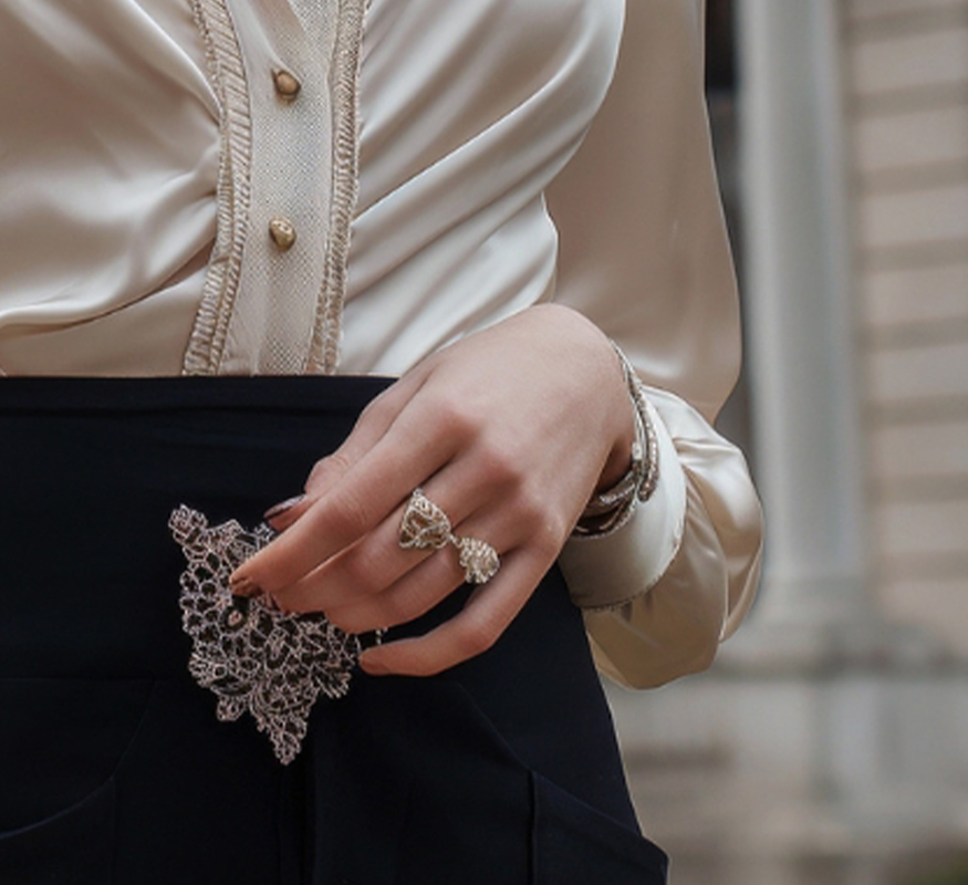 Champagne Silk Button Blouse