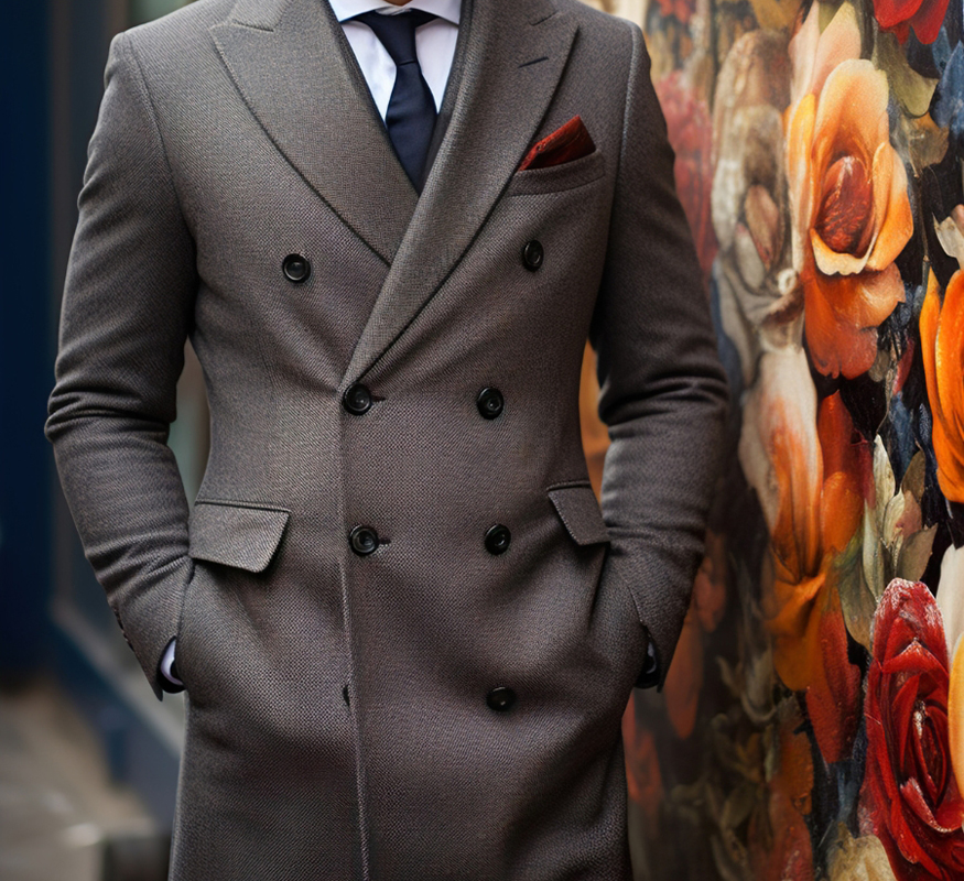 Grey Double-Breasted Overcoat