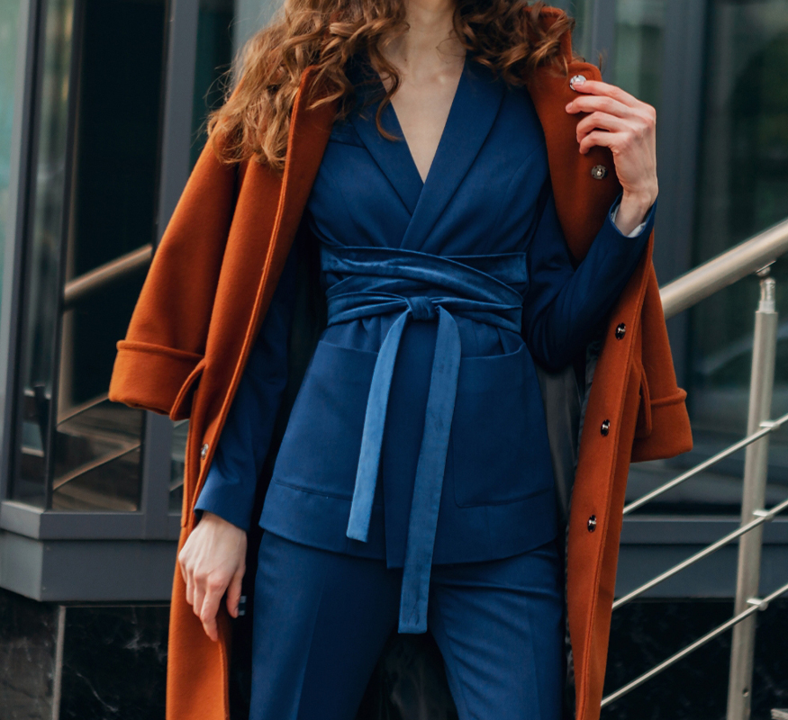 Royal Blue Belted Suit